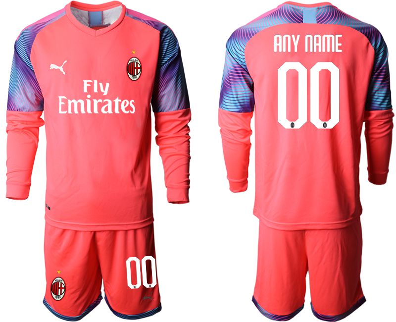 Men 2019-2020 club AC milan pink goalkeeper long sleeve customized Soccer Jerseys->ac milan jersey->Soccer Club Jersey